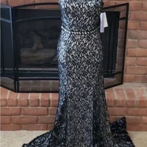 Sequin Hearts Black and Silver Strapless Dress